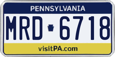 PA license plate MRD6718