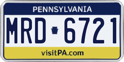 PA license plate MRD6721
