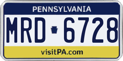 PA license plate MRD6728