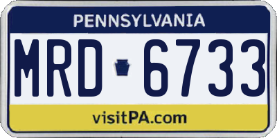 PA license plate MRD6733