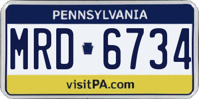 PA license plate MRD6734