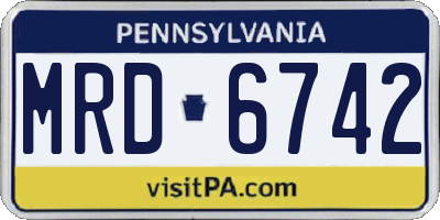 PA license plate MRD6742