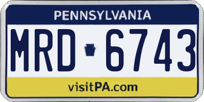 PA license plate MRD6743
