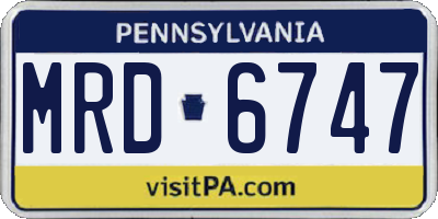 PA license plate MRD6747