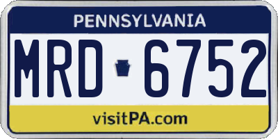 PA license plate MRD6752