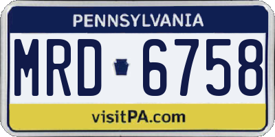 PA license plate MRD6758