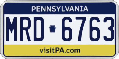PA license plate MRD6763