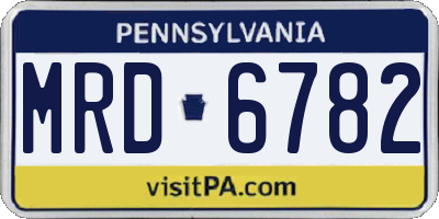 PA license plate MRD6782