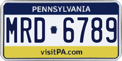 PA license plate MRD6789