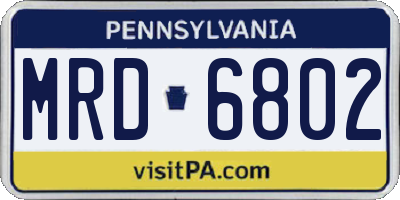 PA license plate MRD6802