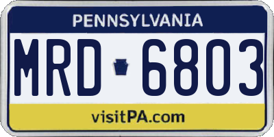 PA license plate MRD6803