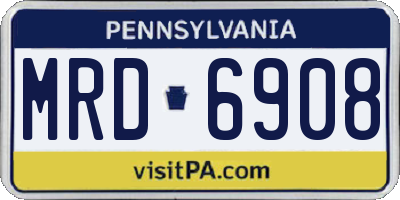 PA license plate MRD6908