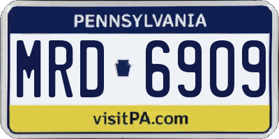 PA license plate MRD6909