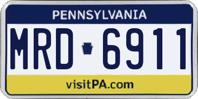 PA license plate MRD6911