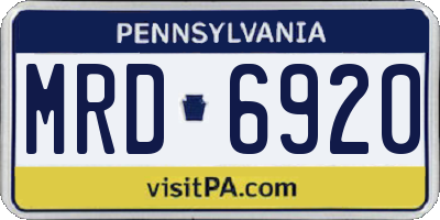 PA license plate MRD6920