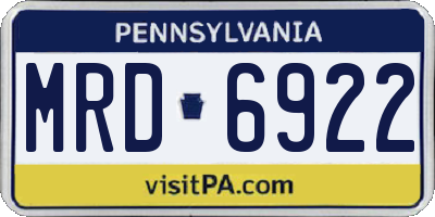 PA license plate MRD6922