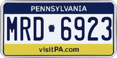 PA license plate MRD6923