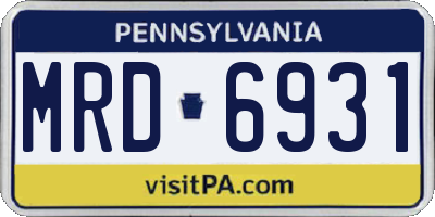 PA license plate MRD6931