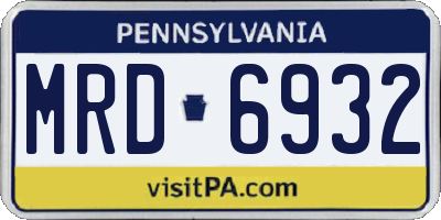 PA license plate MRD6932