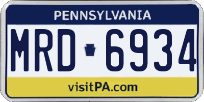 PA license plate MRD6934