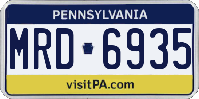 PA license plate MRD6935
