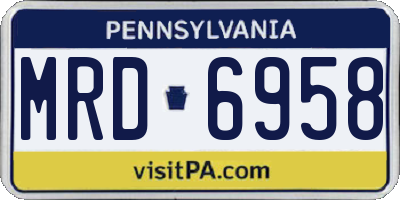 PA license plate MRD6958