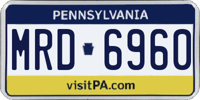 PA license plate MRD6960