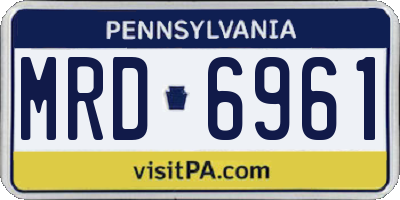 PA license plate MRD6961