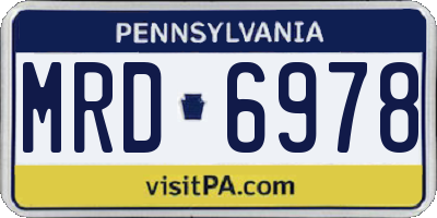 PA license plate MRD6978