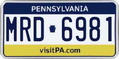 PA license plate MRD6981