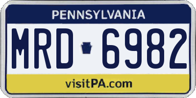 PA license plate MRD6982