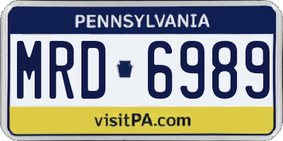 PA license plate MRD6989