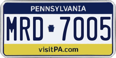 PA license plate MRD7005