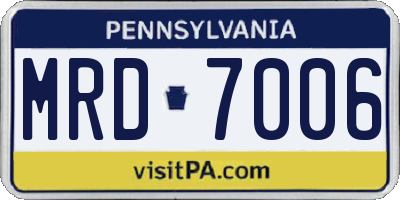 PA license plate MRD7006
