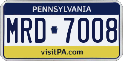 PA license plate MRD7008