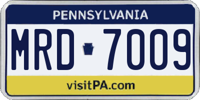 PA license plate MRD7009