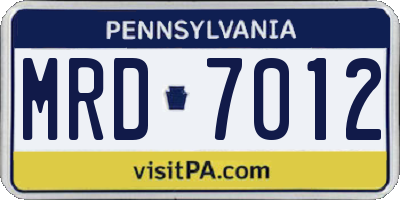 PA license plate MRD7012