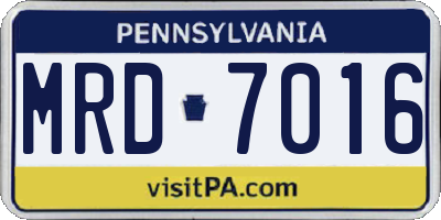PA license plate MRD7016