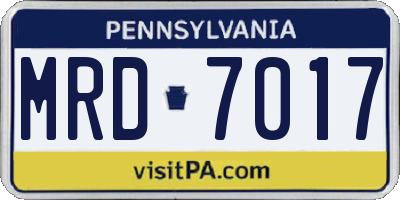 PA license plate MRD7017