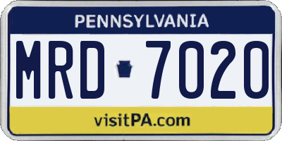 PA license plate MRD7020