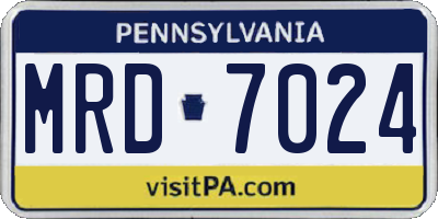 PA license plate MRD7024