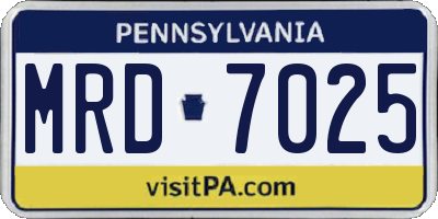 PA license plate MRD7025