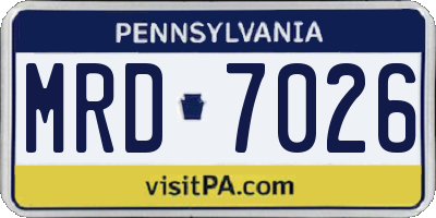 PA license plate MRD7026