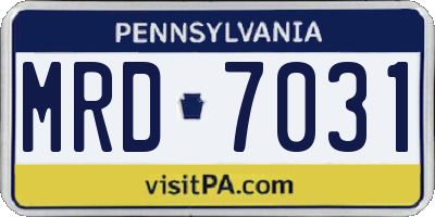 PA license plate MRD7031