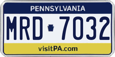 PA license plate MRD7032