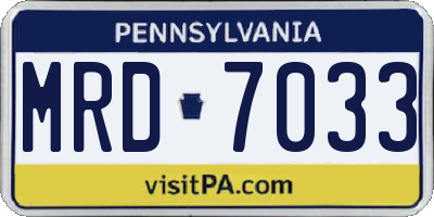 PA license plate MRD7033