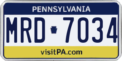 PA license plate MRD7034