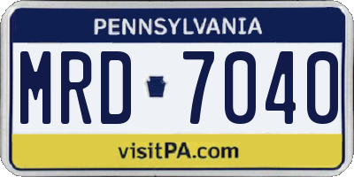 PA license plate MRD7040