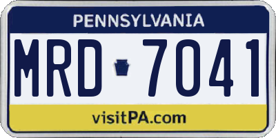PA license plate MRD7041