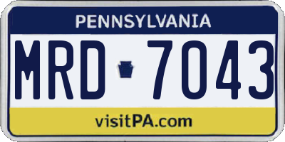 PA license plate MRD7043